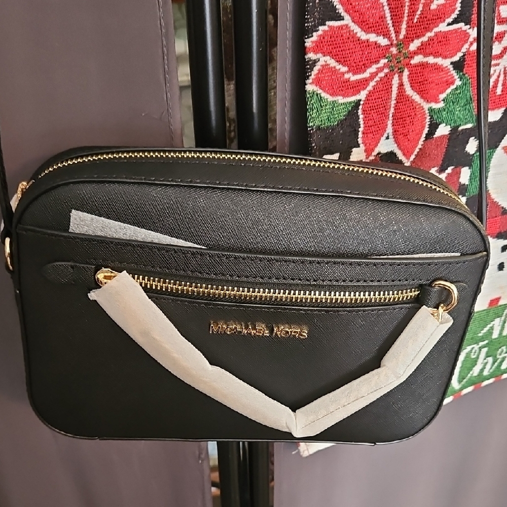 Michael Kors Black and Gold Crossbody Bag